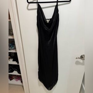 Elegant Black Fringe Slip Dress